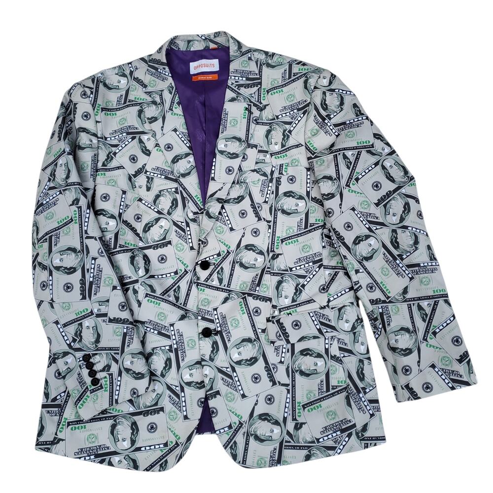 Opposuits Blazer Jacket Sport Coat Novelty Cashnova Money Benjamins AOP  Sz 48R